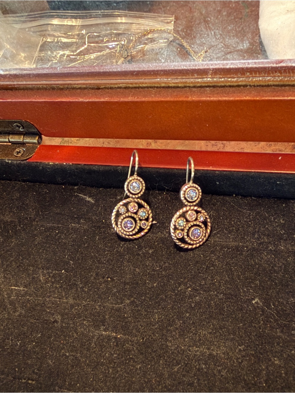 Brighton Gold-Tone Drop Earrings with Purple and Blue Accents - Picture 2 of 3